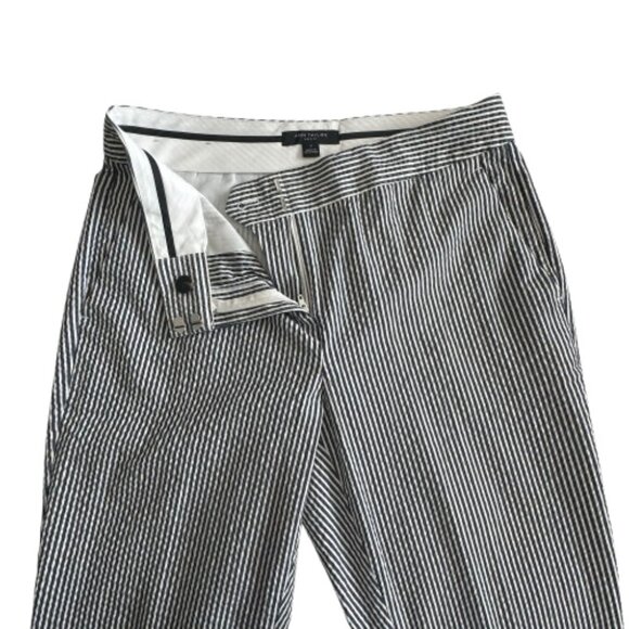 Ann Taylor Women's 4 White & Blue Strips Kate Fit Modern Boot Cut Cotton Pants - Picture 3 of 15